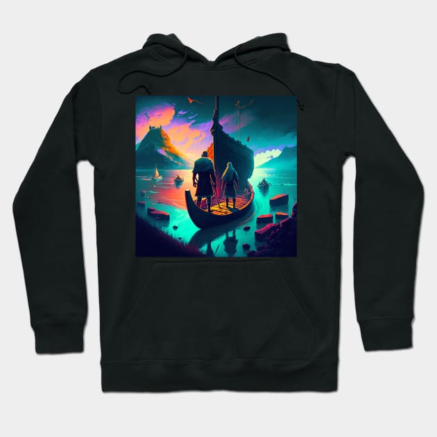 Setting Sail, Valheim Inspired Vikings Hoodie by AICreateWorlds